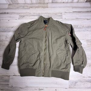 Men's Olive Green Bomber Jacket Y2K Flight